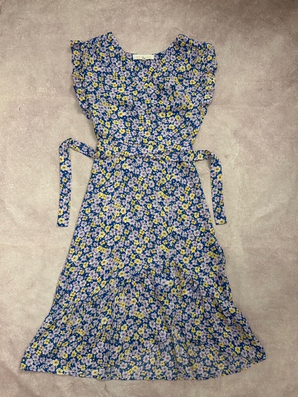Monteau Floral Ruffle Midi Dress XS